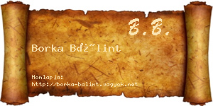 Borka Bálint névjegykártya
